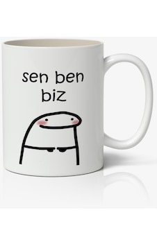 Sen Ben Biz Yazılı Baskılı Kupa Bardak - Baskılı Kahve Kupa Bardak