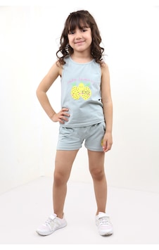 Toontoy Kids Toontoy Kız Bebek 2'li Takım Baskılı Bisiklet Yaka T-shirt & Beli Lastikli Cepli Şort Yeşil Toontoy Kids Toontoy Kız Bebek 2'li Takım Baskılı Bisiklet Yaka T-shirt & Beli Lastikli Cepli Şort Yeşil