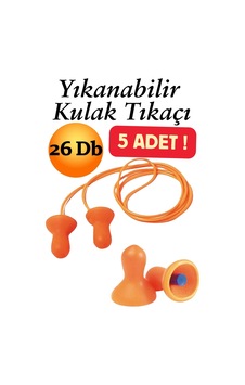 5 Adet Kulak Tıkacı 26 Db Yıkanabilir Ipli Tıkaç Gürültü Ses Önleyici Yüzme Su Kaçma Koruyucu Turuncu
