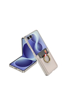 Galaxy Uyumlu Z Flip 8 Kılıf Kıpta Yüzüklü Kartlıklı Kılıf Titanyum Galaxy Uyumlu Z Flip 8 Kılıf Kıpta Yüzüklü Kartlıklı Kılıf Titanyum