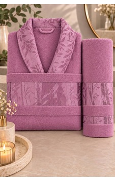 Tek Kişilik Bornoz Seti Unisex %100 Pamuk 3 Parça Koyu Pembe Tek Kişilik Bornoz Seti Unisex %100 Pamuk 3 Parça Koyu Pembe