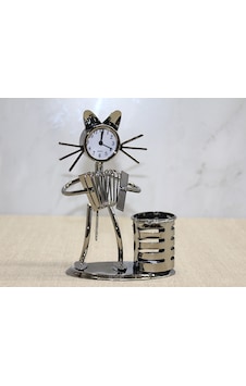 Metal Akordiyon Çalan Müzisyen Kedi Saat Ve Kalemlik Diğer Metal Akordiyon Çalan Müzisyen Kedi Saat Ve Kalemlik Diğer