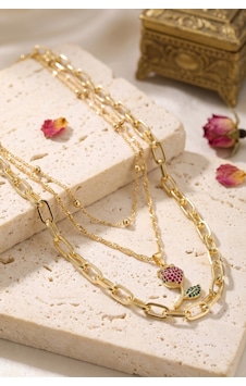 Gold Renk Lale Detaylı Kombin Kadın Kolye Tj-bko11258 Evimdeyokyok Gold Renk Lale Detaylı Kombin Kadın Kolye Tj-bko11258 Evimdeyokyok
