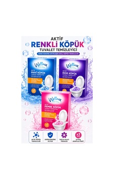 3 Lü Aktif Mor/pembe/mavi Köpük Tuvalet Temizleyici Kireç Çözücü 2x100 Gr