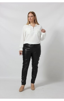 Moda Berray 3272 Fermuar Detaylı Büyük Beden Deri Pantolon Siyah Moda Berray 3272 Fermuar Detaylı Büyük Beden Deri Pantolon Siyah