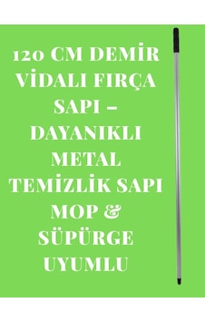 120 Cm Demir Vidalı Fırça Sapı Dayanıklı Metal Temizlik Sapı Mop & Süpürge Uyumlu