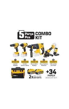 Sgs5451 Combo Set 5 Parça Matkap Hilti Avuç Taşlama Somun Sıkma Fener Sgs5451 Combo Set 5 Parça Matkap Hilti Avuç Taşlama Somun Sıkma Fener