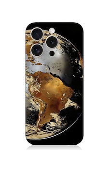 Apple Uyumlu iPhone 15 Pro Max Altın Dünya Desenli Silikon Kılıf Silikon Apple Uyumlu iPhone 15 Pro Max Altın Dünya Desenli Silikon Kılıf Silikon