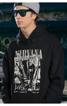 Sevbano Nirvana Kurt Cobain 1982-94 Baskılı Unisex Oversize Rock Metal Ho Siyah