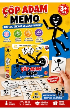 Çöp Adam Memo Kart Oyunu Hafıza Dikkat Ve Zeka Geliştirici Eğitici Aile Oyunu 3+ Yaş Çöp Adam Memo Kart Oyunu Hafıza Dikkat Ve Zeka Geliştirici Eğitici Aile Oyunu 3+ Yaş