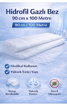 Hidrofil Gazlı Bez 90 Cm X 100 Metre Medikal Emici Steril Olmayan Gazlı Bez Rulo Hidrofil Gazlı Bez 90 Cm X 100 Metre Medikal Emici Steril Olmayan Gazlı Bez Rulo