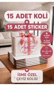 Kişiye Özel Çeyiz Kolisi Seti 52x35x28 Cm 15 Adet Beyaz Bc Dalga Koli + 15 Adet İsimli Sticker Diğer Kişiye Özel Çeyiz Kolisi Seti 52x35x28 Cm 15 Adet Beyaz Bc Dalga Koli + 15 Adet İsimli Sticker Diğer