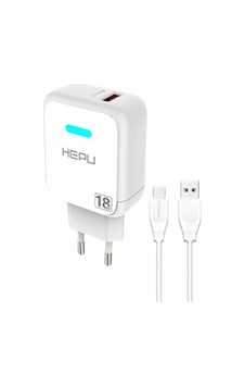 Hepu Hp-618 18w 3a Hızlı Şarj Adaptörü Qualcomm Quick Charge + Type-c Kablo Dahil Hepu Hp-618 18w 3a Hızlı Şarj Adaptörü Qualcomm Quick Charge + Type-c Kablo Dahil