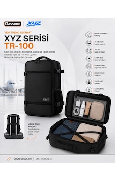Classone Xyz Serisi Tr-100 Kabin Boy ,uçak İçi , Ergonomik, Laptop Ve Tablet Bölmeli, Seyahat, Valiz, 15 -18 İnch Uyumlu Notebook, Laptop Sırt Çantası Siyah Classone Xyz Serisi Tr-100 Kabin Boy ,uçak İçi , Ergonomik, Laptop Ve Tablet Bölmeli, Seyahat, Valiz, 15 -18 İnch Uyumlu Notebook, Laptop Sırt Çantası Siyah
