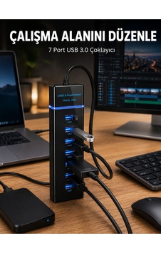 Shnstore 7 Girişli Usb 3.0 Hub 5gbps Led Göstergeli Usb Çoğaltıcı Shntknd0720 Shnstore 7 Girişli Usb 3.0 Hub 5gbps Led Göstergeli Usb Çoğaltıcı Shntknd0720