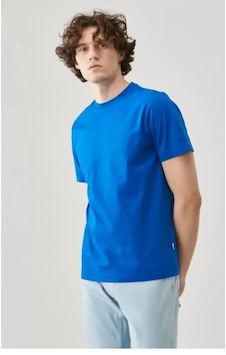 Modi Green Unisex Günlük Stil İndigo Mavi Pamuklu Basic Bisiklet Yaka T 2XL