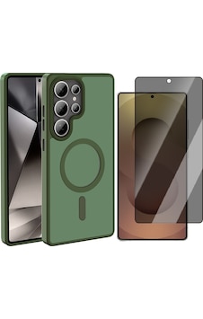 Vendas Galaxy Uyumlu S25 Ultra Kılıf M-safe Şarj Özellikli Mat Arka Yüzey Zore Sio Kapak + Hayalet Ekran Koruyucu Koyu Yeşil Vendas Galaxy Uyumlu S25 Ultra Kılıf M-safe Şarj Özellikli Mat Arka Yüzey Zore Sio Kapak + Hayalet Ekran Koruyucu Koyu Yeşil