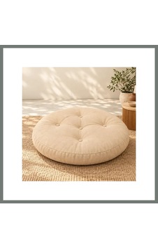 Mmb-trade Kapitone Yuvarlak Yer Minderi 60 60 8 Cm Krem Dış Mekân Mmbz
