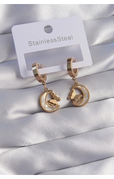 316l Çelik Gold Renk Mineli Ay Figürlü Kelebek Küpe - Tj-bkp9067 Çok Renkli 316l Çelik Gold Renk Mineli Ay Figürlü Kelebek Küpe - Tj-bkp9067 Çok Renkli