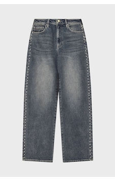 Armani Exchange Pamuklu Oversize Fit Zımba Detaylı Geniş Paça Jeans Kadın Kot Pantolon Xw000100 Af25765 Mb001 Mavi