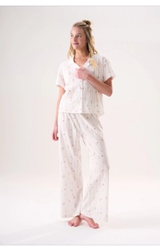Etoile 26506 Yarım Kol Pijama Takım Ekru