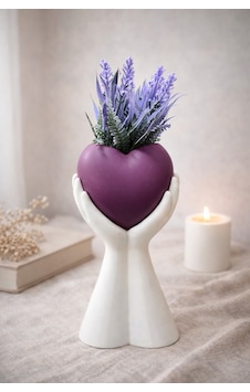 Dekoratif Pinterest Lüks Saksı + Bitki - 25 Cm Mor