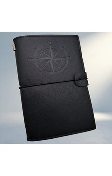 Ergonomik Pusula Baskılı Siyah Deri Defter 103 Ivory Ergonomik Pusula Baskılı Siyah Deri Defter 103 Ivory