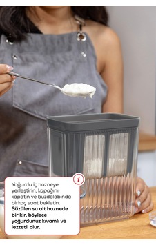 Yoğurt Süzme Filtreli Saklama Kabı 2,2 Litre Şeffaf Şeffaf Yoğurt Süzme Filtreli Saklama Kabı 2,2 Litre Şeffaf Şeffaf