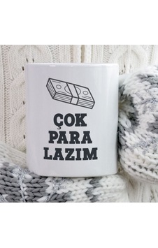 Çok Para Lazım Iki Tarafı Baskılı Kupa Bardak Çok Renkli