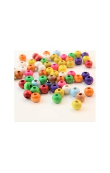 Boncuk Çeşitleri Karışık Renkli Ahşap Boncuk 8 Mm 1 Paket 100 Gram Boncuk