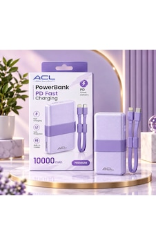 Acl Pw-164 10000 Mah 22.5w Hızlı Şarjlı Dahili Kablolu Powerbank Type-c Ve Lightning Kablolu, Pd Fast Mor Acl Pw-164 10000 Mah 22.5w Hızlı Şarjlı Dahili Kablolu Powerbank Type-c Ve Lightning Kablolu, Pd Fast Mor