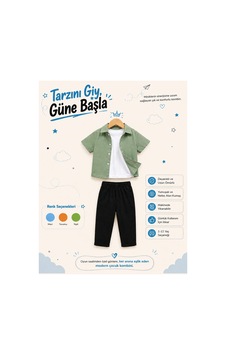 Overmax 3 Lü Gömlek Çocuk Takım Gömlek, Tshirt & Pantolon 3' Lü Kombin 1-10 Yaş Trend Yazlık Takım Yeşil - 885663189 Yeşil Overmax 3 Lü Gömlek Çocuk Takım Gömlek, Tshirt & Pantolon 3' Lü Kombin 1-10 Yaş Trend Yazlık Takım Yeşil - 885663189 Yeşil