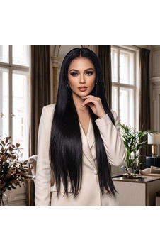Dip Uç Dolu Doğal Siyah Tül Peruk Front Lace Düz %100 Gerçek Saç - 70-75cm Belirtilmemiş Dip Uç Dolu Doğal Siyah Tül Peruk Front Lace Düz %100 Gerçek Saç - 70-75cm Belirtilmemiş