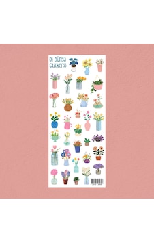 M55 Saksılar İçinde Sticker Seti Çok Renkli