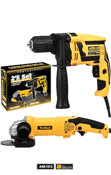 Assur Profesyonel ASR1212 Elektrikli Taşlama + Matkap Sarı 2'li Set Assur Profesyonel ASR1212 Elektrikli Taşlama + Matkap Sarı 2'li Set