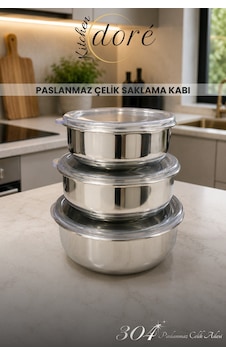 304 Çelik Saklama Kabı Sızdırmaz Kapak Yüksek Kaliteli Çelik Isıtma İçin Uygun Gümüş