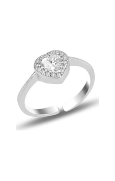 Söğütlü Silver Gümüş Rodyumlu Zirkon Taşlı Ayarlamalı Kalp Yüzük Söğütlü Silver Gümüş Rodyumlu Zirkon Taşlı Ayarlamalı Kalp Yüzük