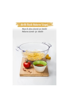Akrilik Şeffaf Makarna Süzgeçi & Sebze Meyve Süzgeçi Ahşap - Gümüş Akrilik Şeffaf Makarna Süzgeçi & Sebze Meyve Süzgeçi Ahşap - Gümüş
