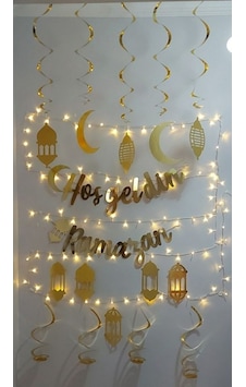 10'lu Tavan Süs Ve Hoşgeldin Ramazan Bannner Ve Led Işık Ramaza 10'lu Tavan Süs Ve Hoşgeldin Ramazan Bannner Ve Led Işık Ramaza