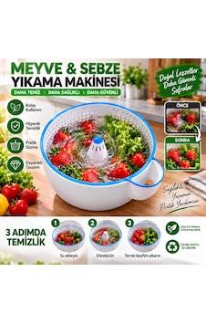Meyve Sebze Yıkama Makinesi Beyaz - Mavi Meyve Sebze Yıkama Makinesi Beyaz - Mavi