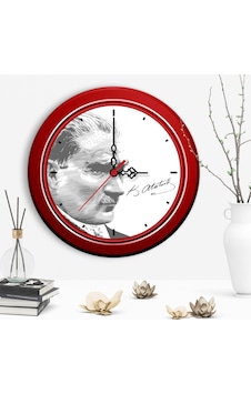 Dekoratif Atatürk Tasarımlı Ahşap Duvar Saati - 3 Çok Renkli Dekoratif Atatürk Tasarımlı Ahşap Duvar Saati - 3 Çok Renkli