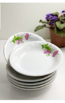 Porland 6'lı Lal Çiçekli 16 Cm Porselen Yemek Tabağı Porland 6'lı Lal Çiçekli 16 Cm Porselen Yemek Tabağı
