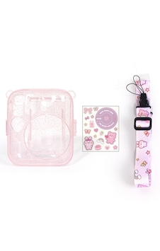 Instax Mini 13 Makine Uyumlu Pembe Simli Pleksi Kılıf