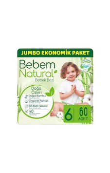 Bebem Natural Bebek Bezi 6 Numara XLarge Jumbo Avantaj Paketi 60 Adet