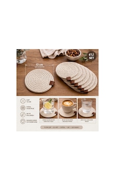 Natural Luxe Hasır Bardak Altlığı 6 Lı Set Diğer