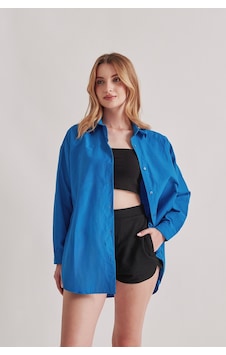 Rabia Çelik Kadın Koyu Mavi Oversize Uzun Basic Gömlek Koyu Mavi Koyu Mavi Rabia Çelik Kadın Koyu Mavi Oversize Uzun Basic Gömlek Koyu Mavi Koyu Mavi