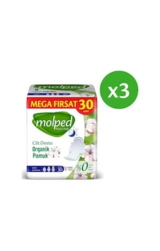 Molped Pure Soft Hijyenik Ped Gece Süper Mega Paket 3 x 30'lu Molped Pure Soft Hijyenik Ped Gece Süper Mega Paket 3 x 30'lu