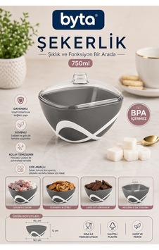 750 Ml Kapaklı Şekerlik Bpa İçermeyen Çok Amaçlı Şeker, Lokum, Çikolata Ve Kuruyemiş Saklama & İkram Kabı Mor Pembe Mavi Siyah 1 Adet Karışık Renk Gönderilir Siyah