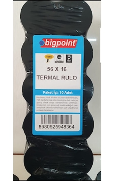 Bigpoint 56 Mm X 16 M Termal Pos Yazar Kasa Kağıdı 10 Pk 100 Rulo Bigpoint 56 Mm X 16 M Termal Pos Yazar Kasa Kağıdı 10 Pk 100 Rulo