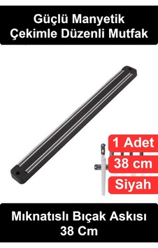 Bıçakaskısı Mıknatıslı Bıçak Askısı 38 Cm Duvara Monte Manyetik Tutucu Siyah Mutfak Düzenleyici Met Çok Renkli